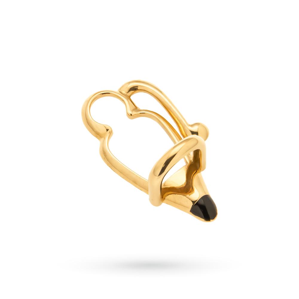 WithThee glasses holder in 18kt yellow gold and black enamel - CICALA