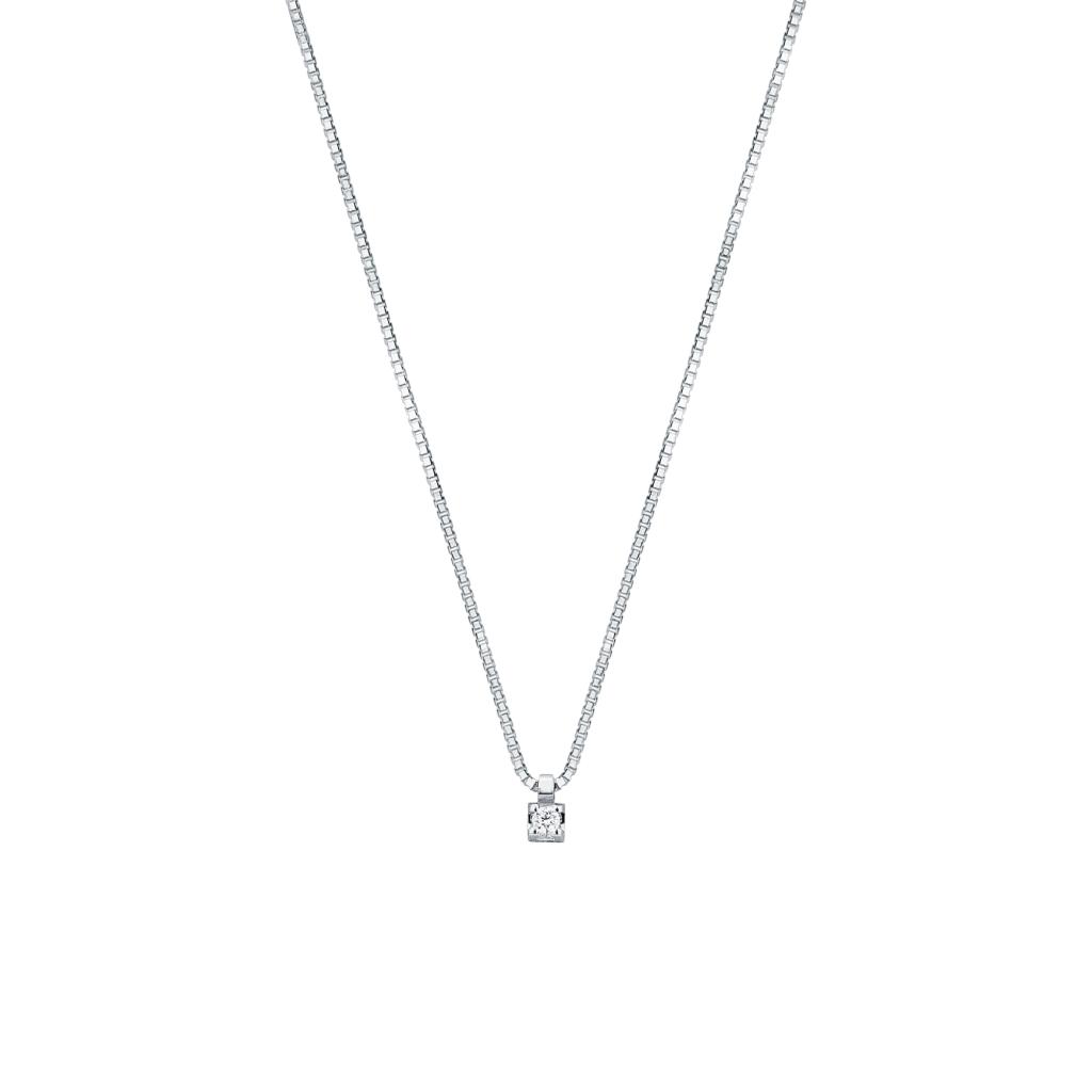 Solitaire diamond necklace in white gold 0,02ct Mirco Visconti - MIRCO VISCONTI