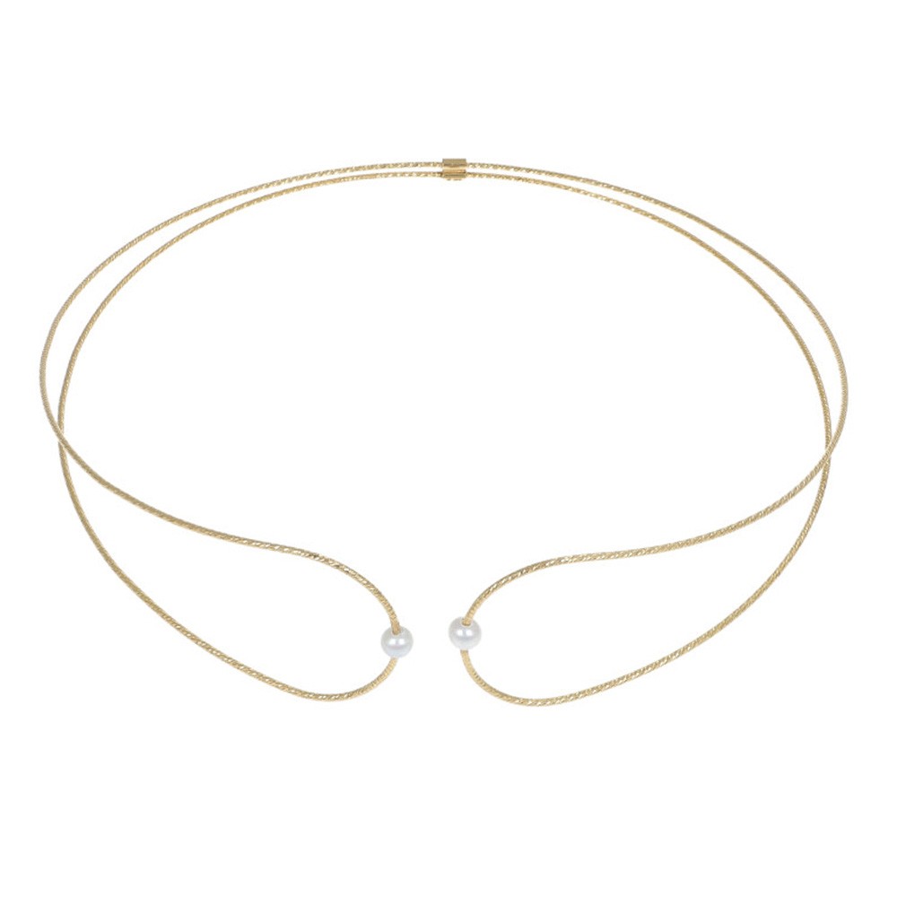 Collana Nebula filo d&#039;oro giallo da 1 mm e perle MagicWire - MAGICWIRE