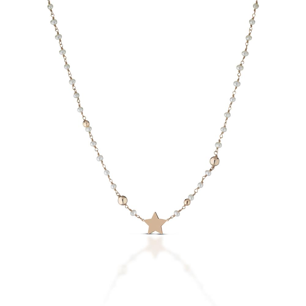 Collana girocollo argento perle stella centrale 40cm - GLAMOUR
