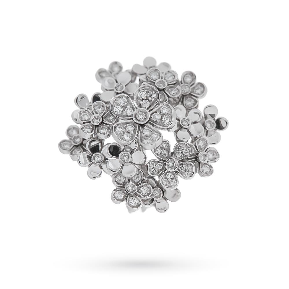 Anello bouquet fiori oro bianco diamanti 0,70ct - LUSSO ITALIANO