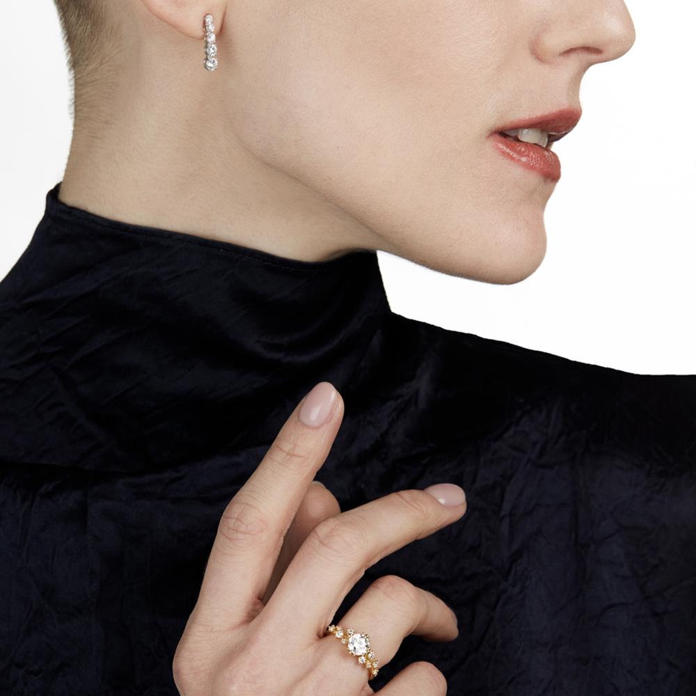  Orecchini pendenti rigidi oro bianco diamanti 1,14 Carati Lab-Grown - AMA