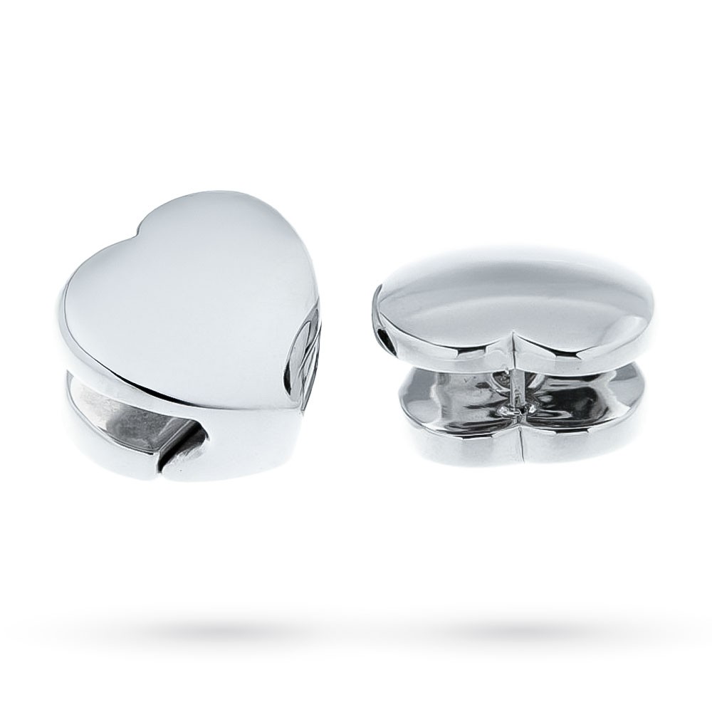  Double heart earrings white gold 18kt polished - LUSSO ITALIANO