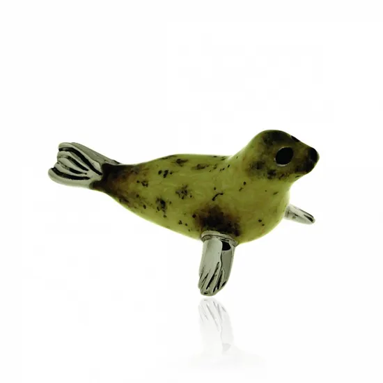 Foca grande soprammobile argento 925 smalto - SATURNO